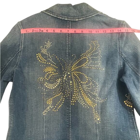 Vintage Marciano Embellished Denim Jean Jacket Size Small Y2K Fairy Grunge Boho - Picture 13 of 15